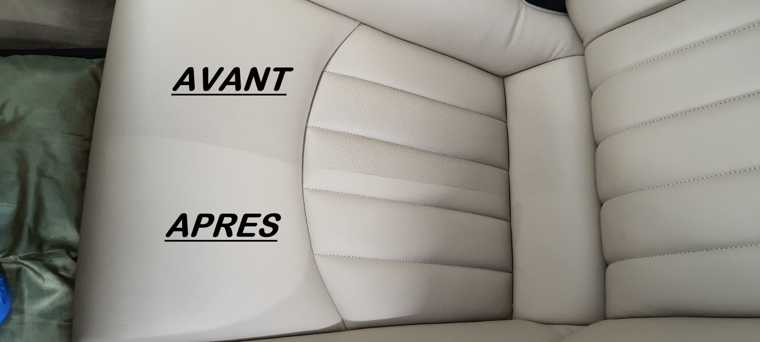 Nettoyage des cuirs avec la gamme de produit COLOURLOCK (50/50, avant et après nettoyage)